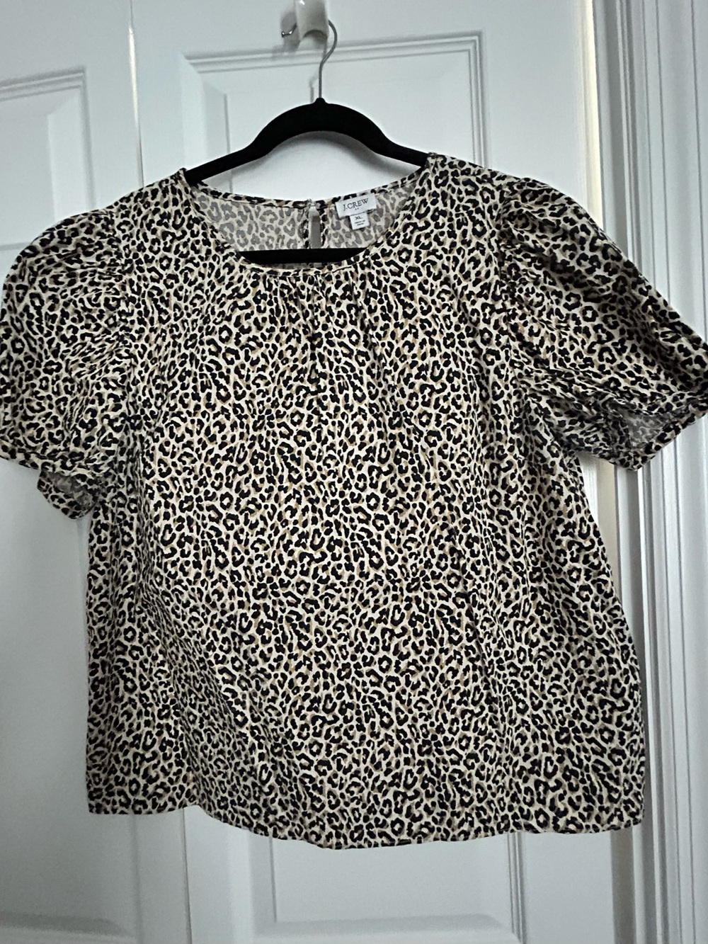 J. Crew Leopard Print Short Sleeve Top - Black/Tan